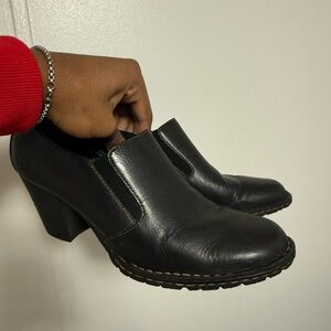 Born Black Leather Heeled Boots